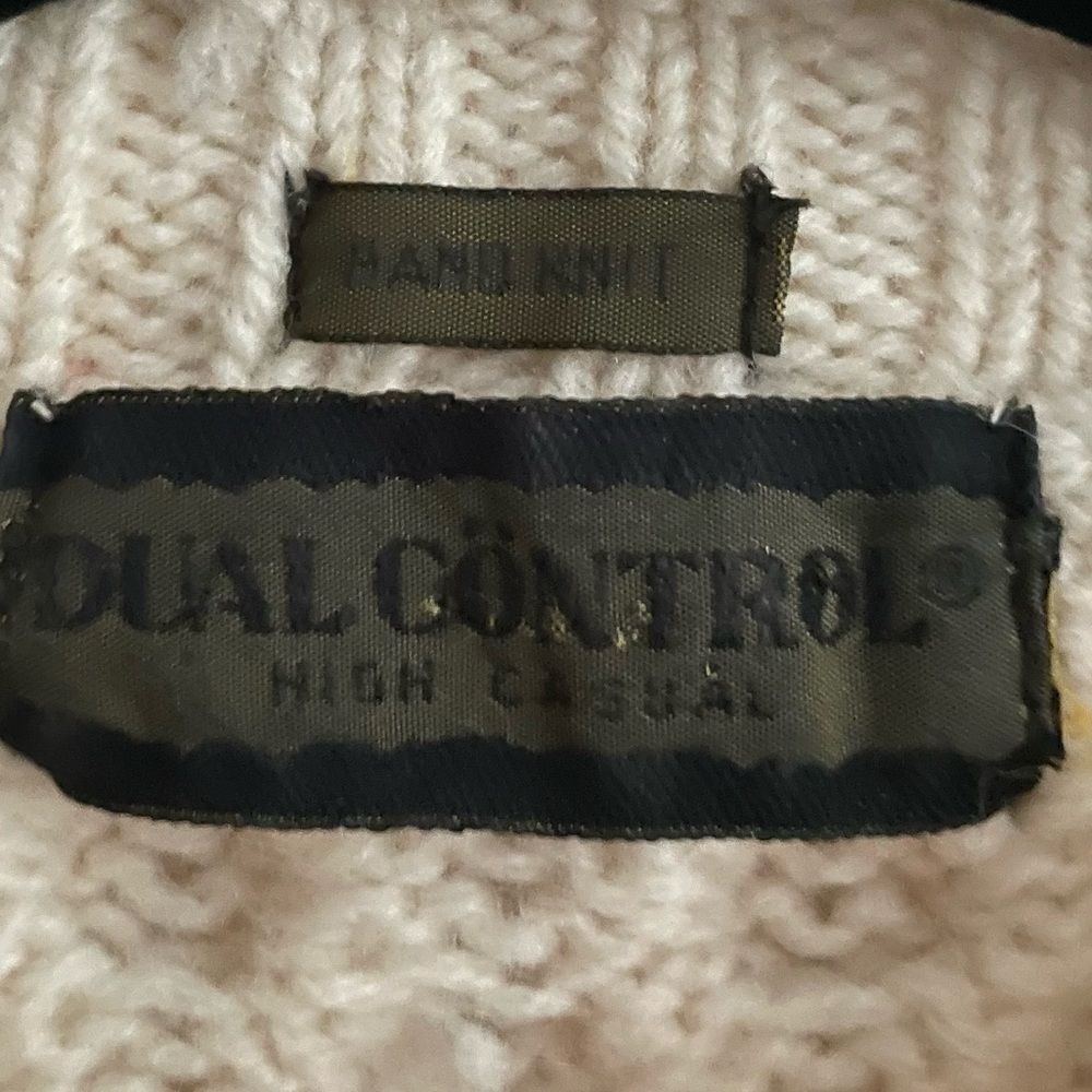 Vintage Hand Knit Wool Sweater Cream L - Picture 7 of 7